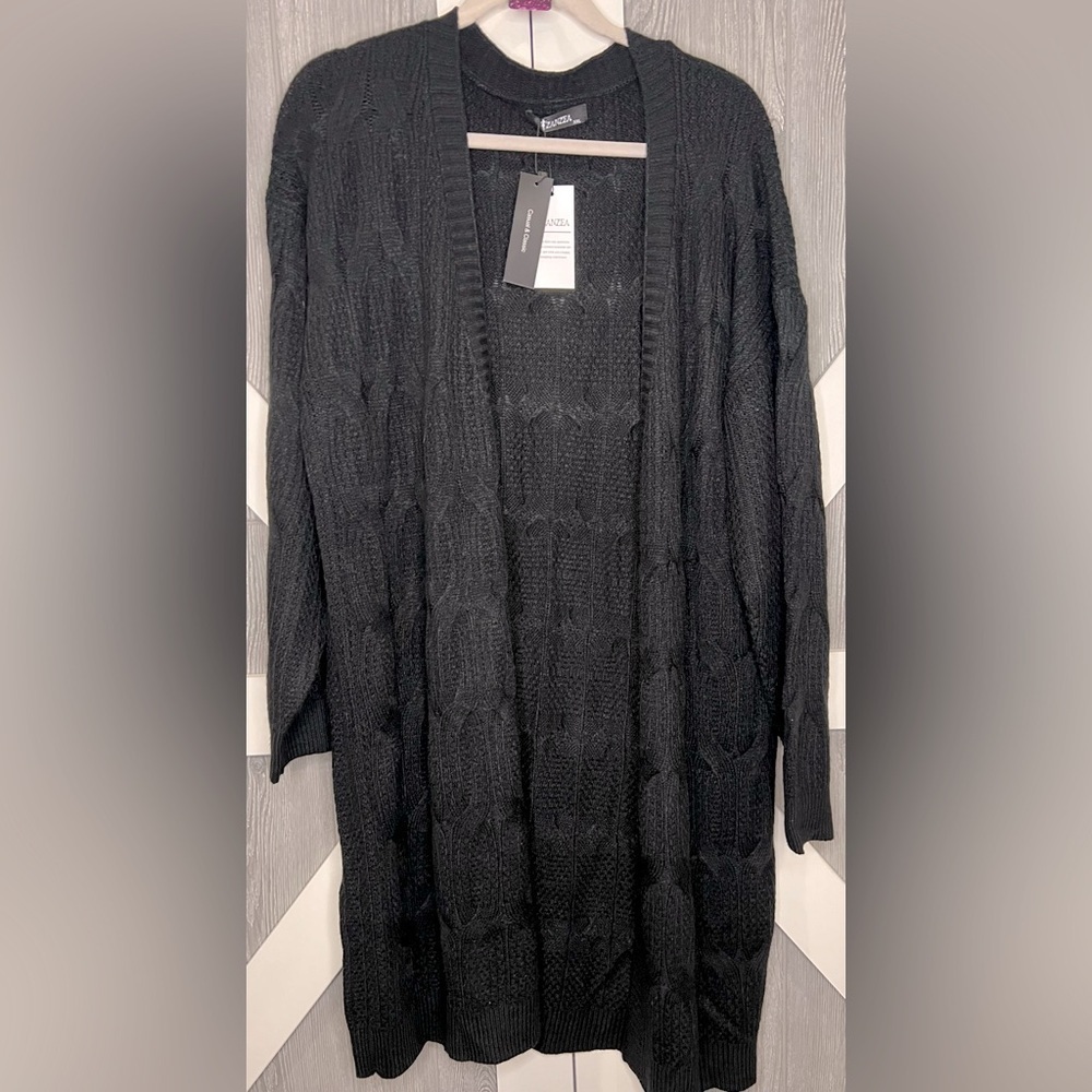 B13.11 NWT Zanzea Open Long Cardigan/Duster Black XXL